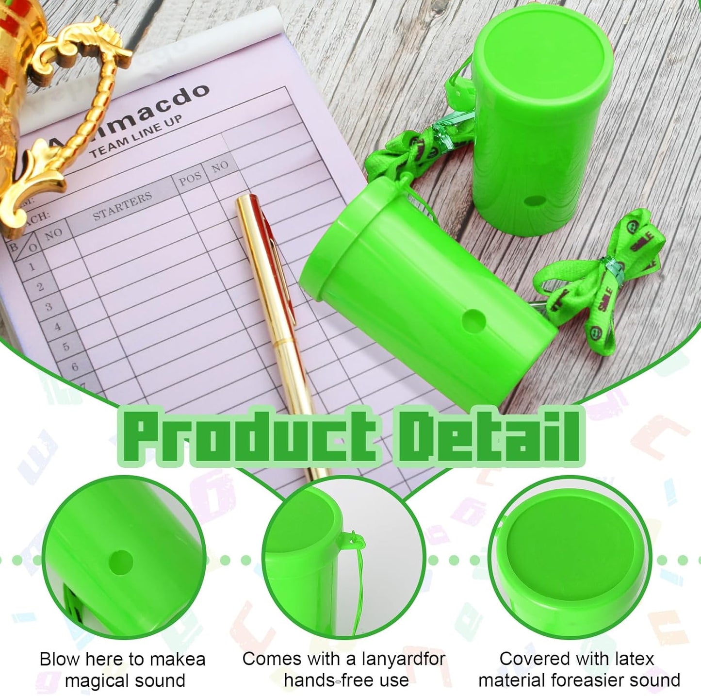 12 Pcs Mini Air Horns 3 Inch Noisemakers for Sporting Events Parties Celebrations Loud Noise Maker Blow Horn Noise Whistle with Lanyard for Birthday Party Celebrations Goodie Fillers(Green)