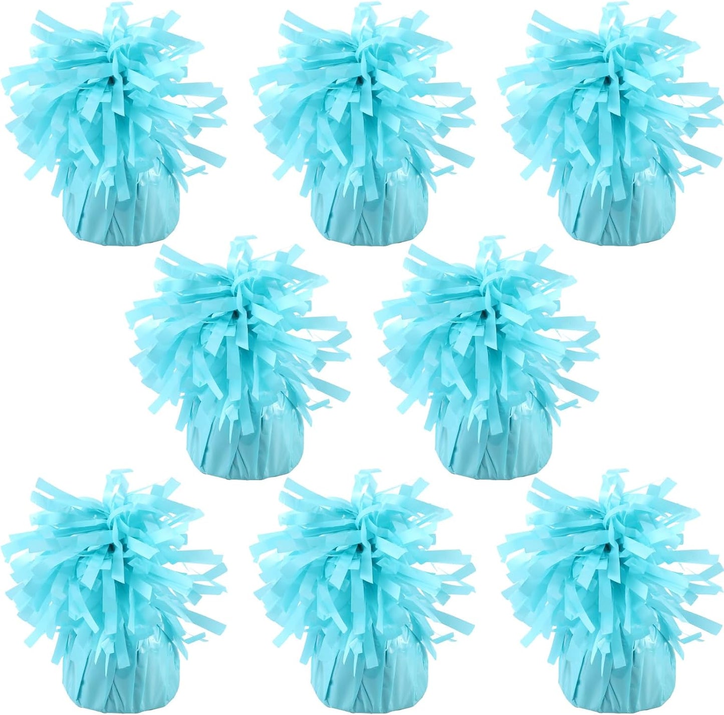 8 Pcs Baby Blue Metallic Balloon Weights Holder Anchors Balloon Holder Weights for Helium Balloons Birthday Graduation Party Christmas Wedding Celebration Decoration (Baby Blue)