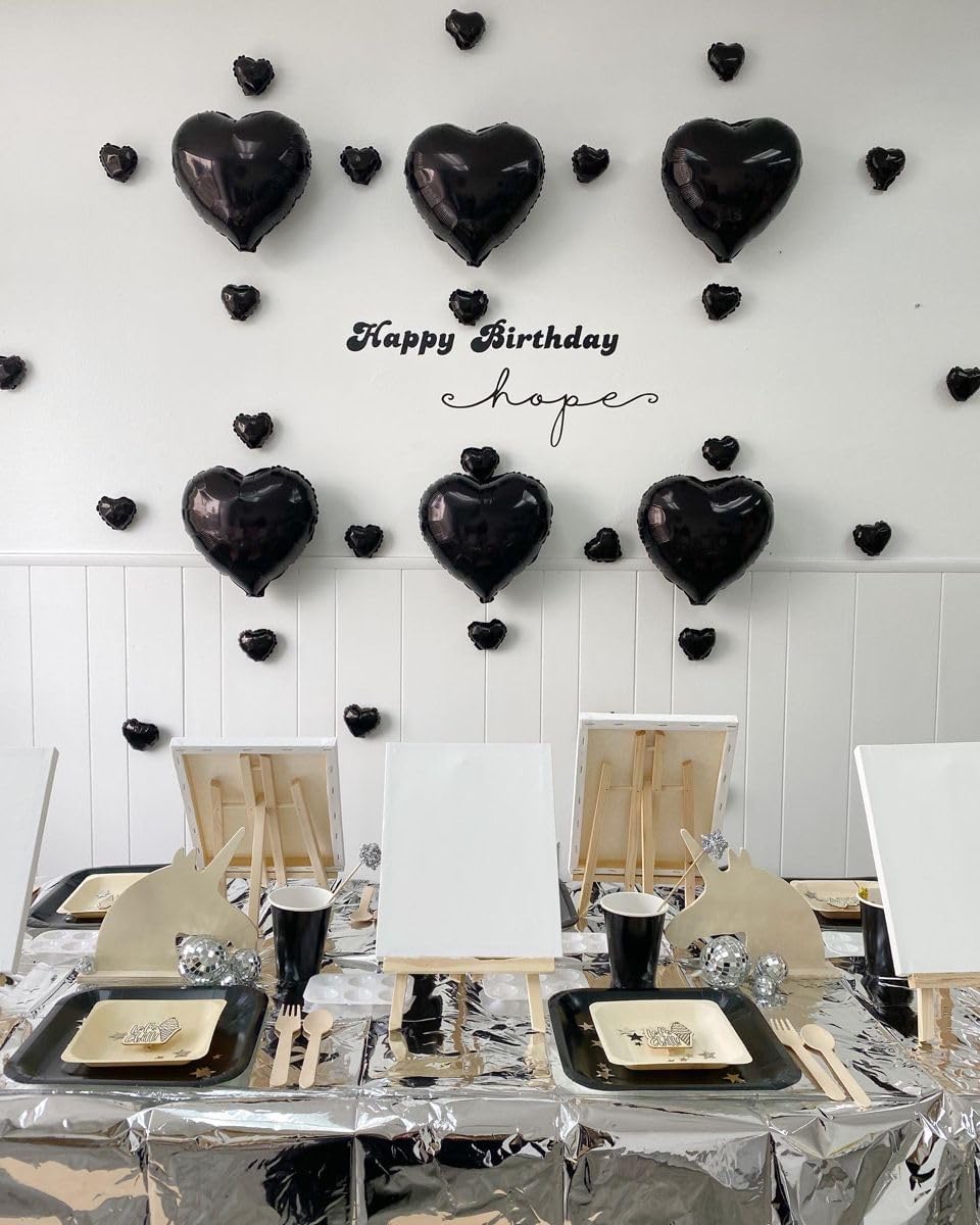 Biapian Foil Heart Balloons Black, 10PCS Black Heart Shape Balloons, Valentines Balloons 18inch Black Foil Balloon for Helium Valentine Decorations for Valentines Day, Wedding, Anniversary Decoration