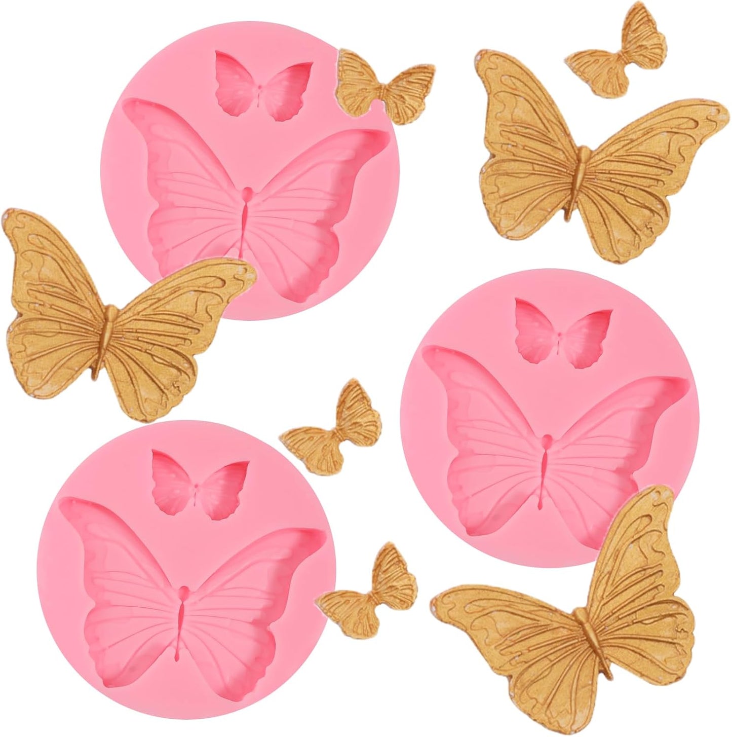 3 Pcs Butterfly Cake Decoration Fondant Molds, Exquisite Butterfly Chocolate Silicone Mold, for Wedding Birthday Cupcake Topping Flower Paste Biscuit Candy Dough Resin Pendant Clay