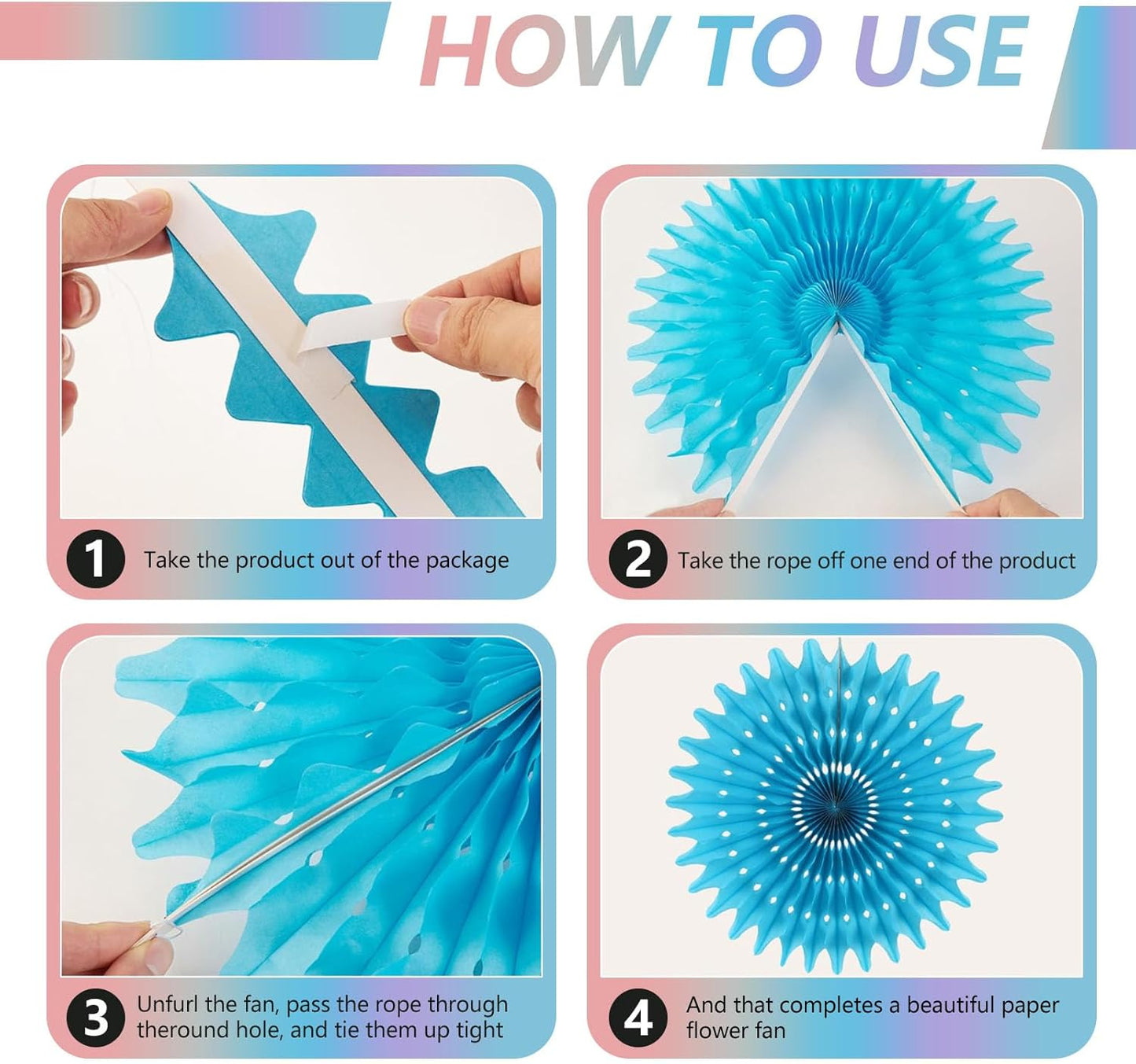 18 Pcs Blue Kit Hanging Honeycomb Paper Fans, Round Paper Fan Decorations for Weddings, Birthdays, Bachelorette, Photo Booth Backdrops, Baby Shower, Anniversary Events Party Supplies