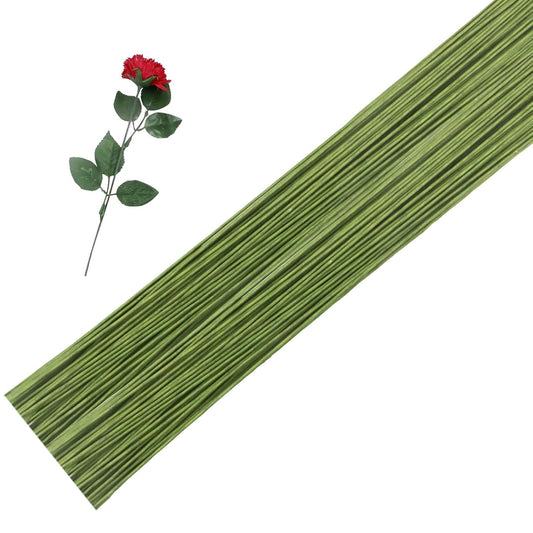 16-inch 18 Gauge Green Paper Covered Floral Wire Stems for DIY Crafts, Artificial Flower Arrangements Home Decor Artificial Paper Stems (Pack of 50)