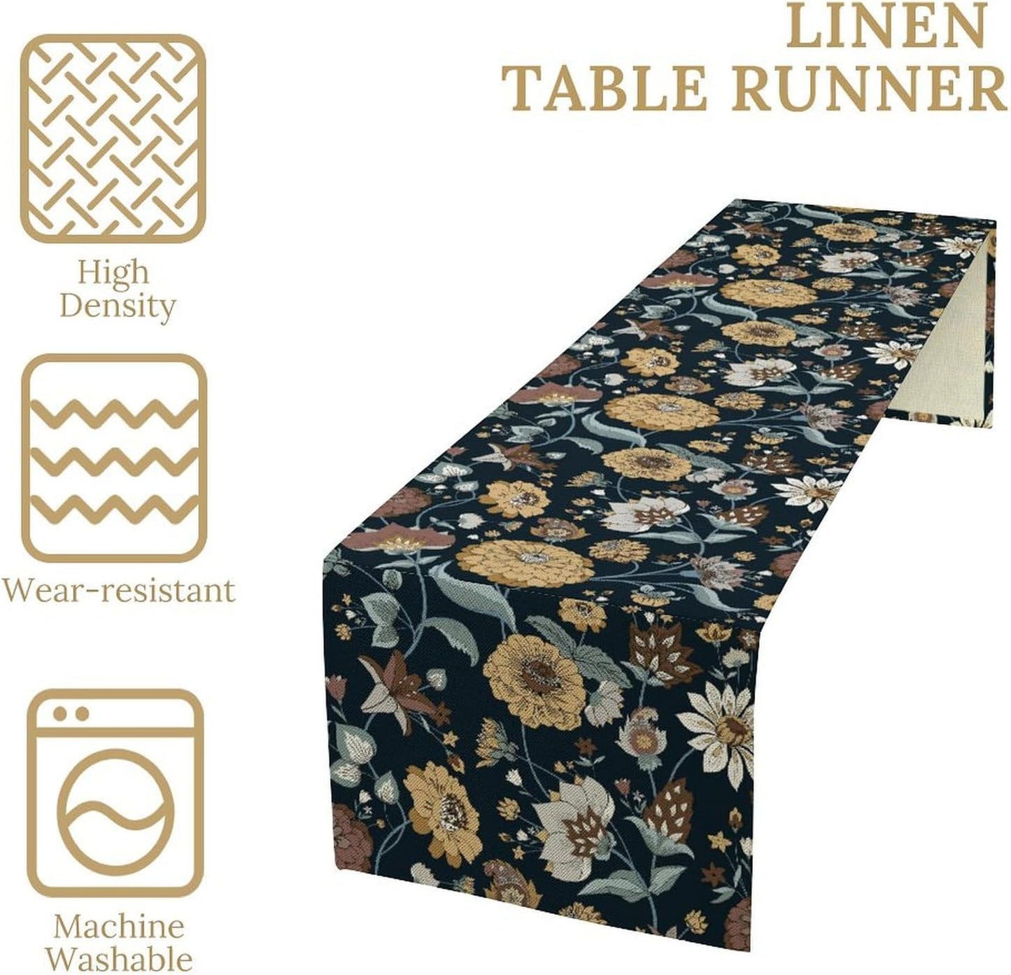 Boho Floral Table Runner Bohemian Floral Vintage Home Kitchen Dining Table Decoration 13x36 Inch 1PCS