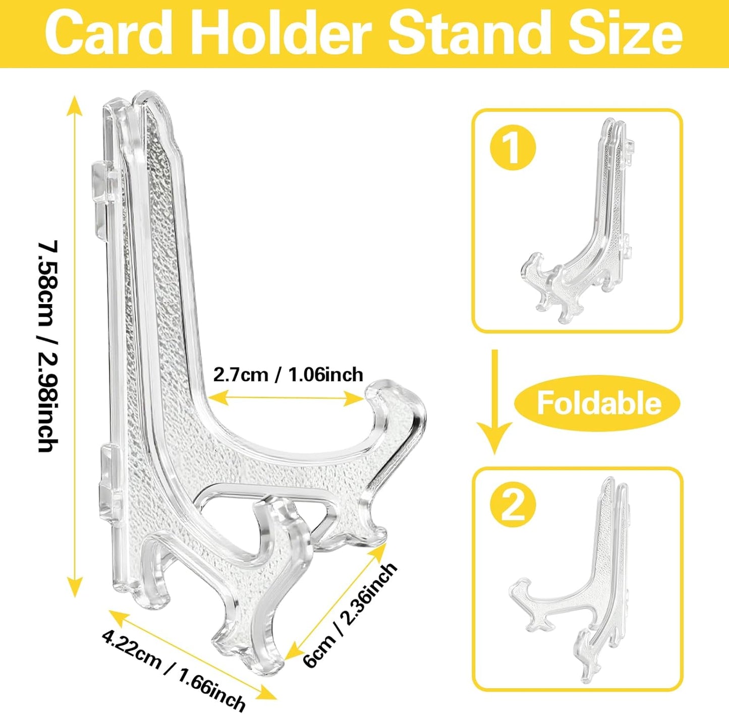 Ball Display Stand with Card Display Stand, Transparent Acrylic Sleek Holder for Different Size Basketball, Soccer Ball, Football, Small Easel Holder Stand for Trading Card Holder-2 Packs