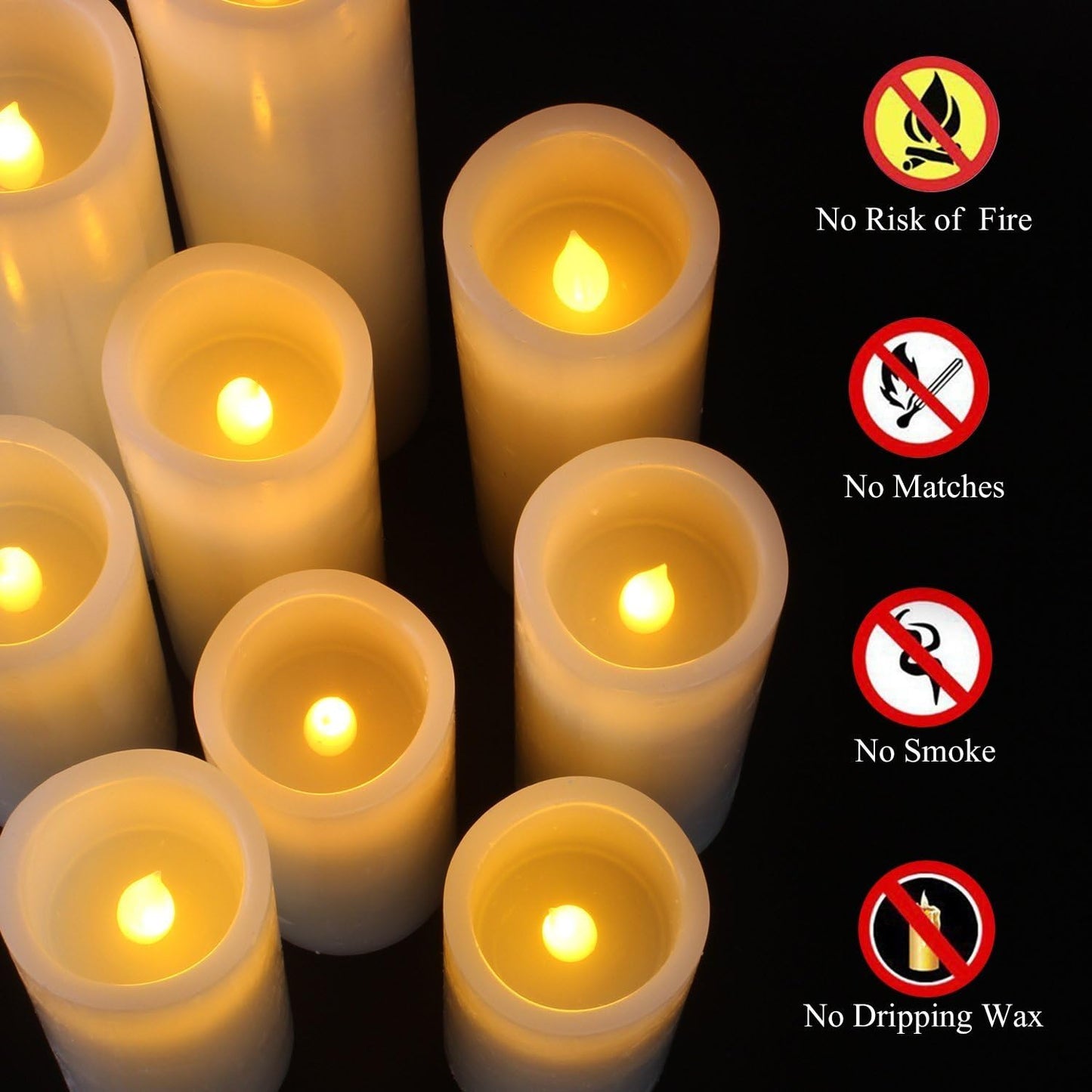 Vinkor Flameless Candles Battery Operated Candles Real Wax Pillar LED Candles with 10-Key Remote and Cycling 24 Hours Timer (Ivory Set of 12 （D2.2 X H 5"）)