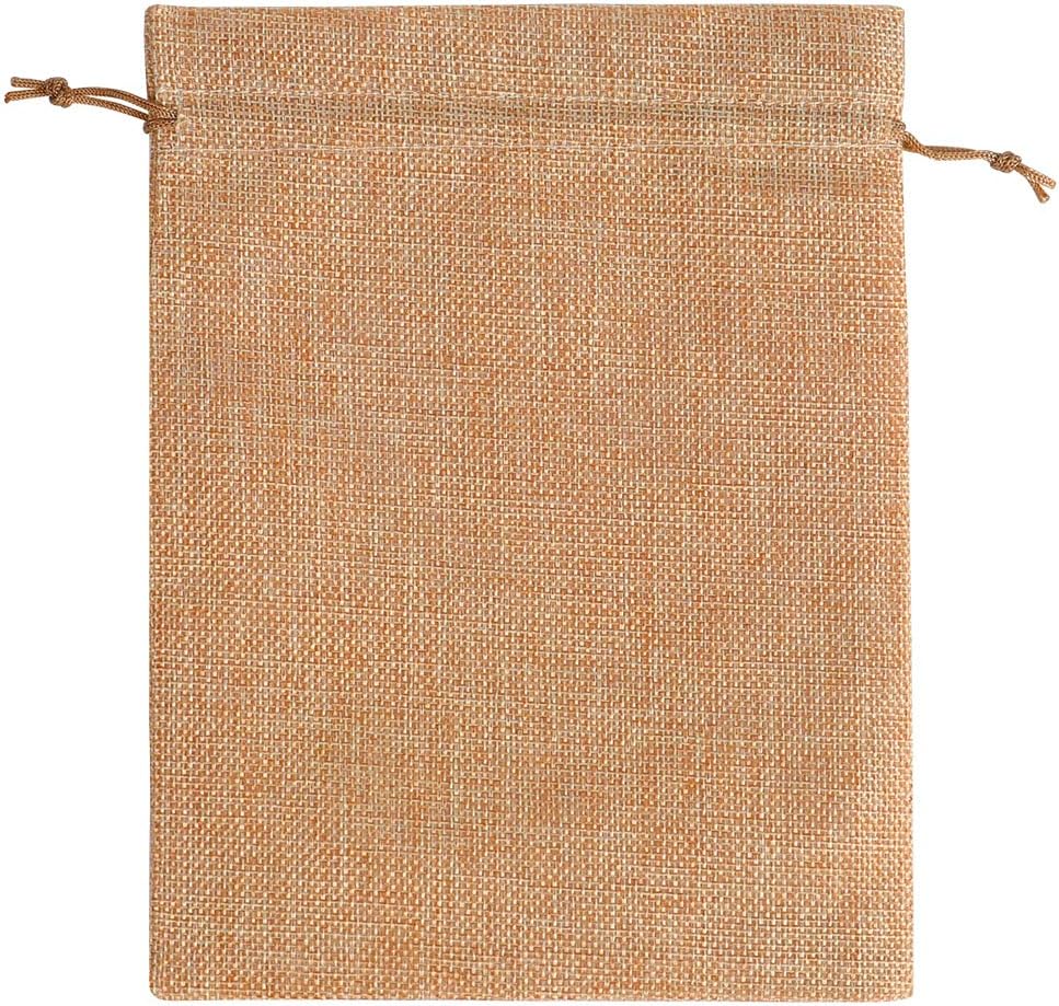 Lucky Monet 25/50/100PCS Burlap Gift Bags Wedding Hessian Jute Bags Linen Jewelry Pouches with Drawstring for Birthday, Party, Wedding Favors, Present, Art and DIY Craft (25Pcs, Coffee, 7” x 9”)