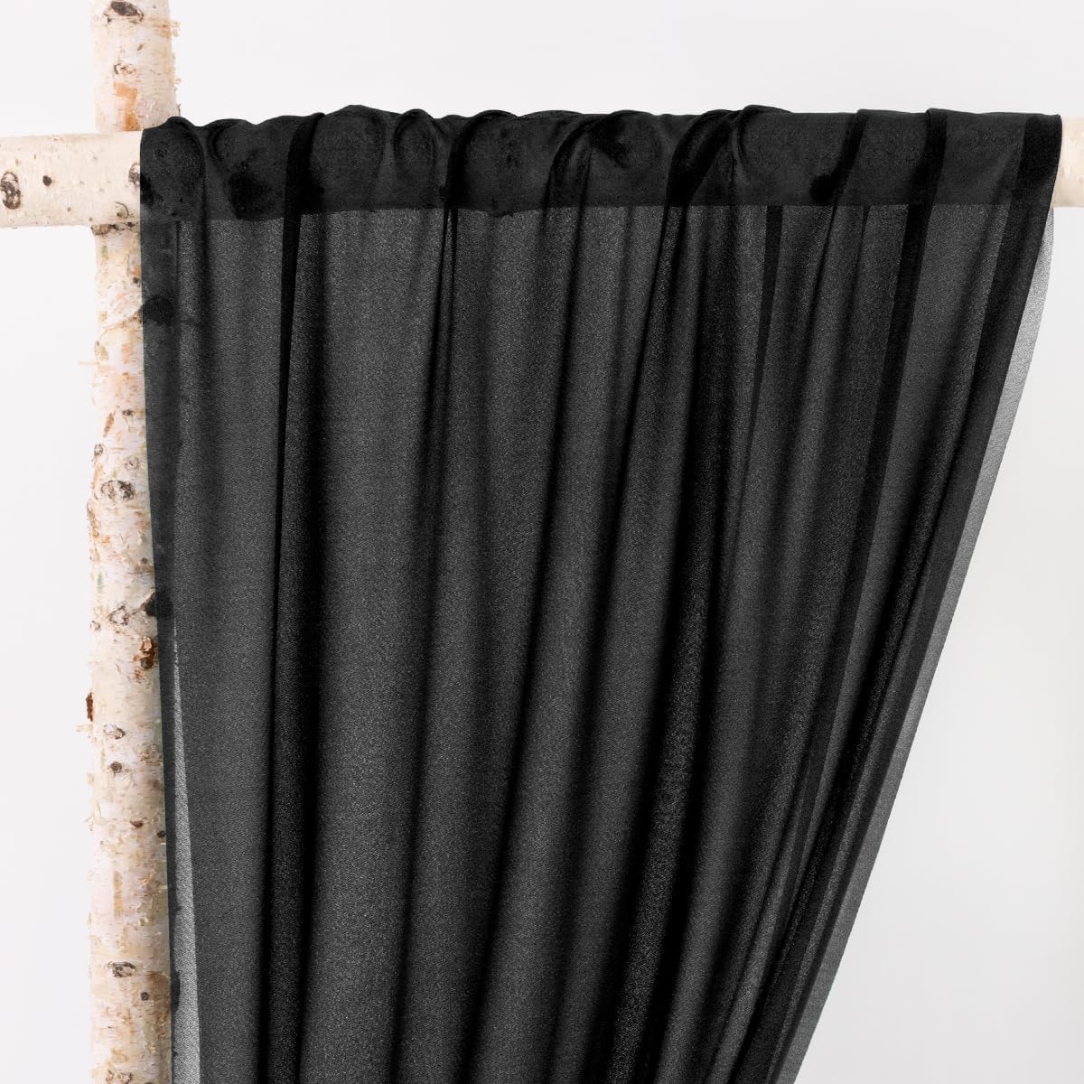 MLMW Wedding Arch Draping Fabric 1 Panel 29" x 20Ft Black Sheer Wedding Arch Backdrop Drapes Outdoor Curtain for Halloween Ceremony Party Background Ceiling Decor