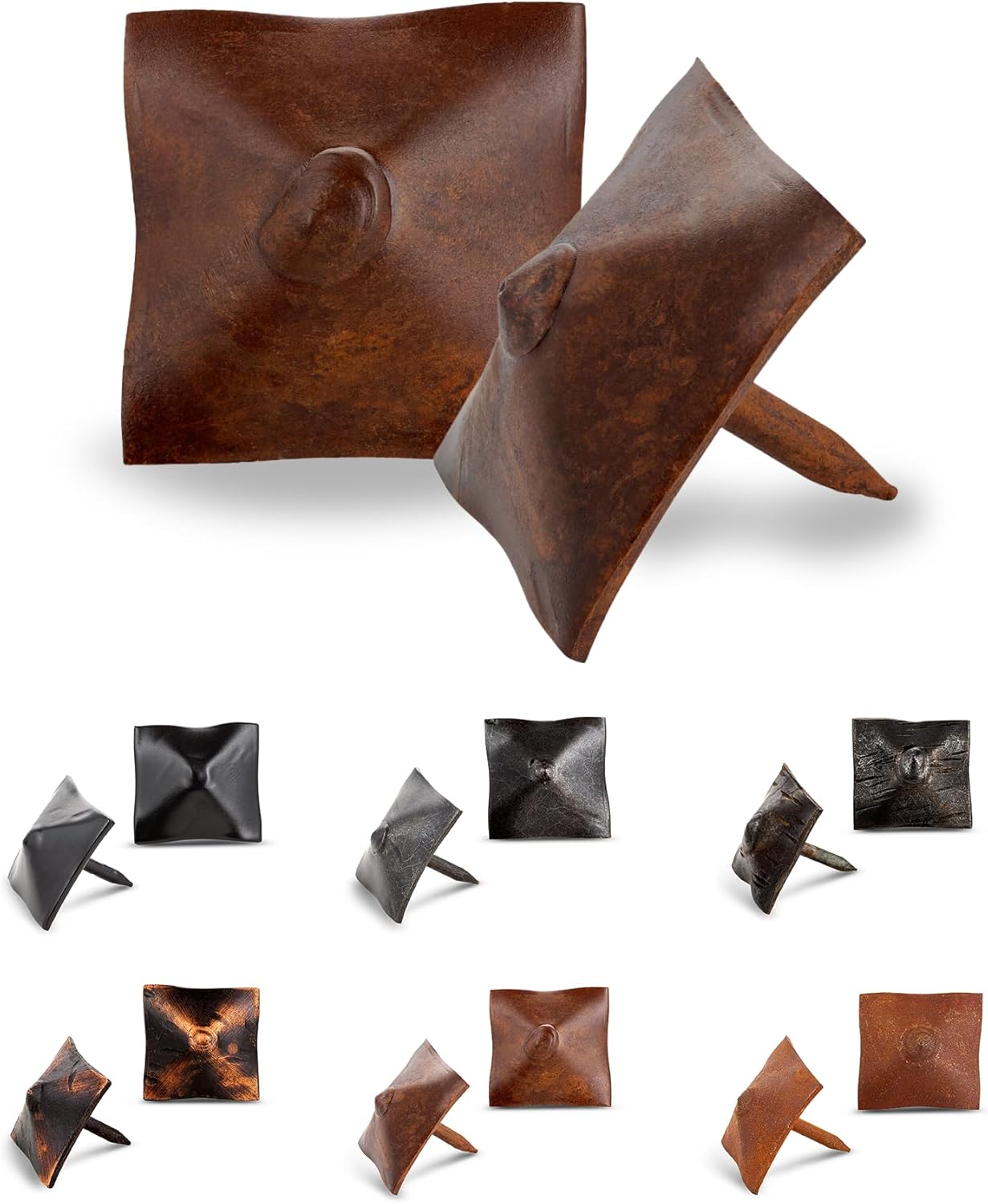 100 Pack 1" Square Head Iron Clavos Decorative Nails – Sealed Rusted – Handmade Rustic Square Fasteners for Farmhouse Shutters, Faux Wood, Barn Doors, Shutters, and Gates – Ornamental Wood Accent