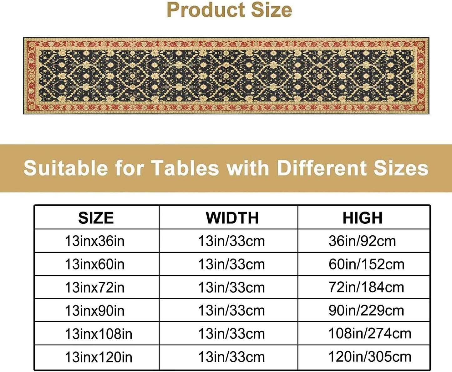 Vintage Morris Floral Table Runner, Boho Rustic Farmhouse Flower Pattern for Home Kitchen Table Decor Dining Coffee Room Party Decor 13x90in