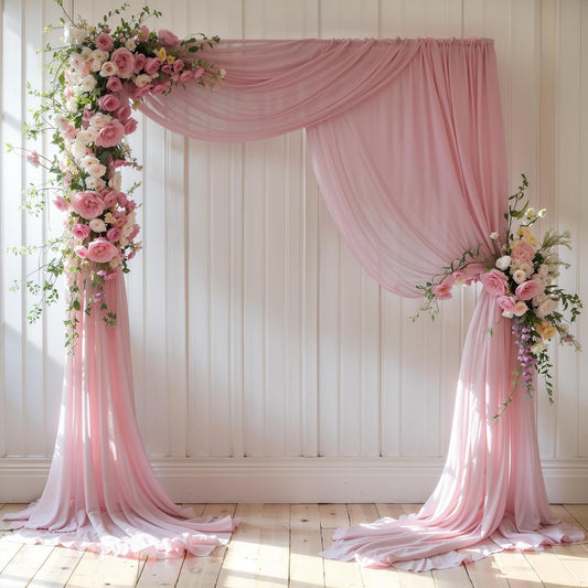 Wedding Arch Draping Fabric 1 Panel 18Ft Dusty Rose Chiffon Fabric Drapery Wedding Ceremony Reception Swag Decorations