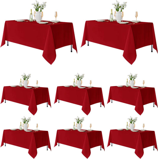 Fitable 8 Pack Table Cloth Rectangle Table: Stain and Wrinkle Resistant Tablecloth Rectangular, Washable Polyester Tablecloths for Wedding Christmas Party Dining Banquet Event(Red, 70x120 Inch)
