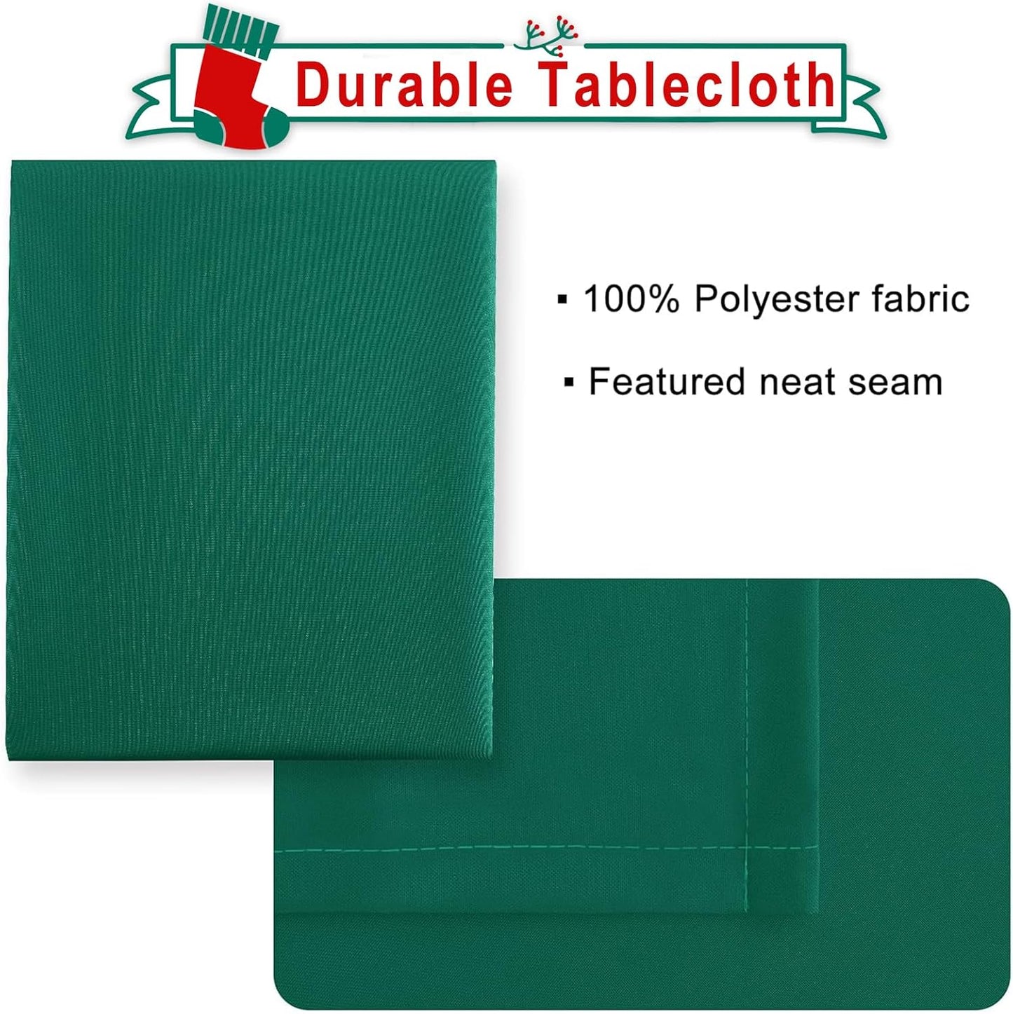 Hiasan Emerald Green Tablecloth for Rectangle Tables - Waterproof Washable Oblong Table Cloth for Dining Kitchen and Outdoor Use, 60 x 140 Inch