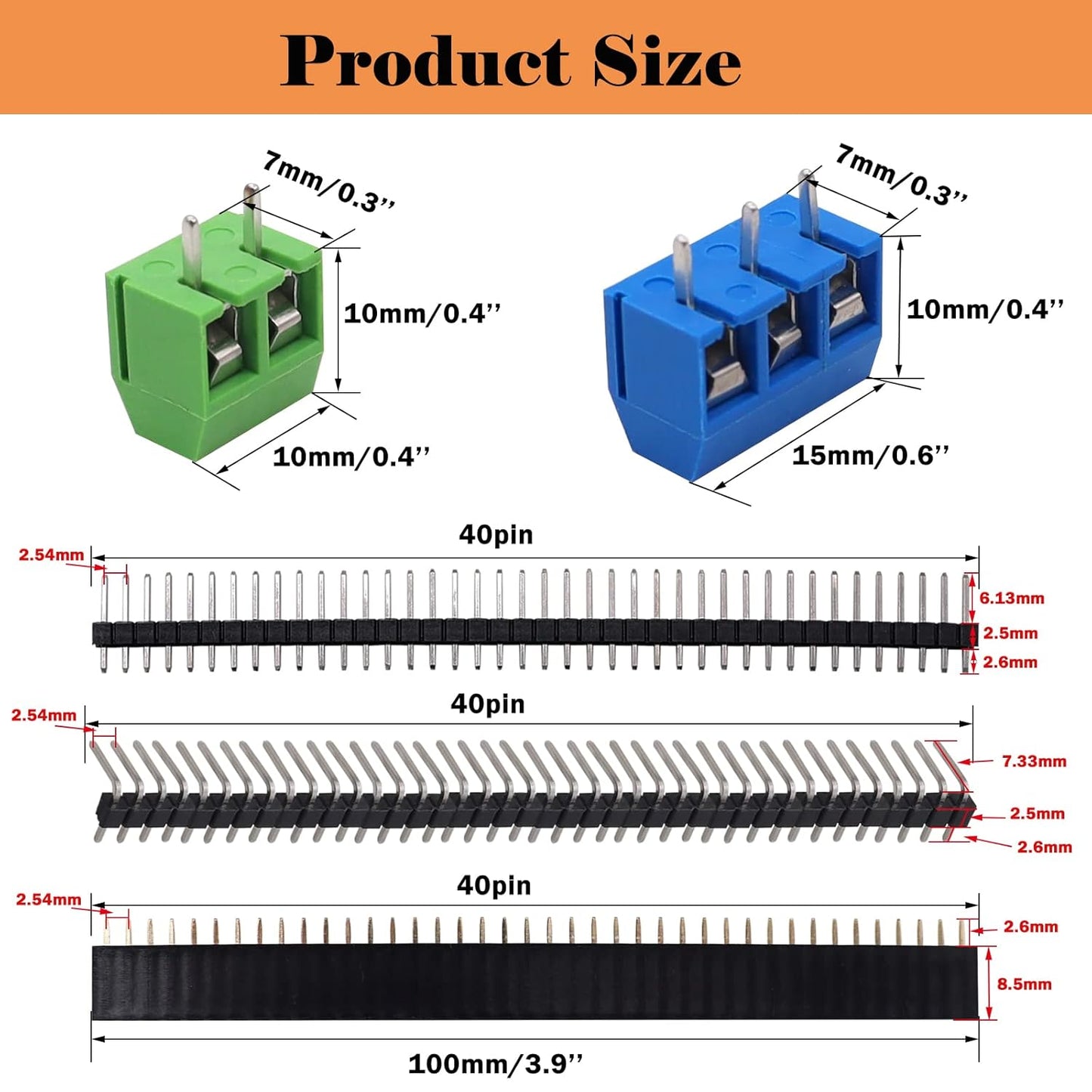 82 Piece Double Sided PCB Board Kit with 5 Sizes,40Pin 2.54mm Male & Female Header Connectors - Ideal for DIY Soldering,Electronic Projects, Arduino Kits,and Circuit Prototyping