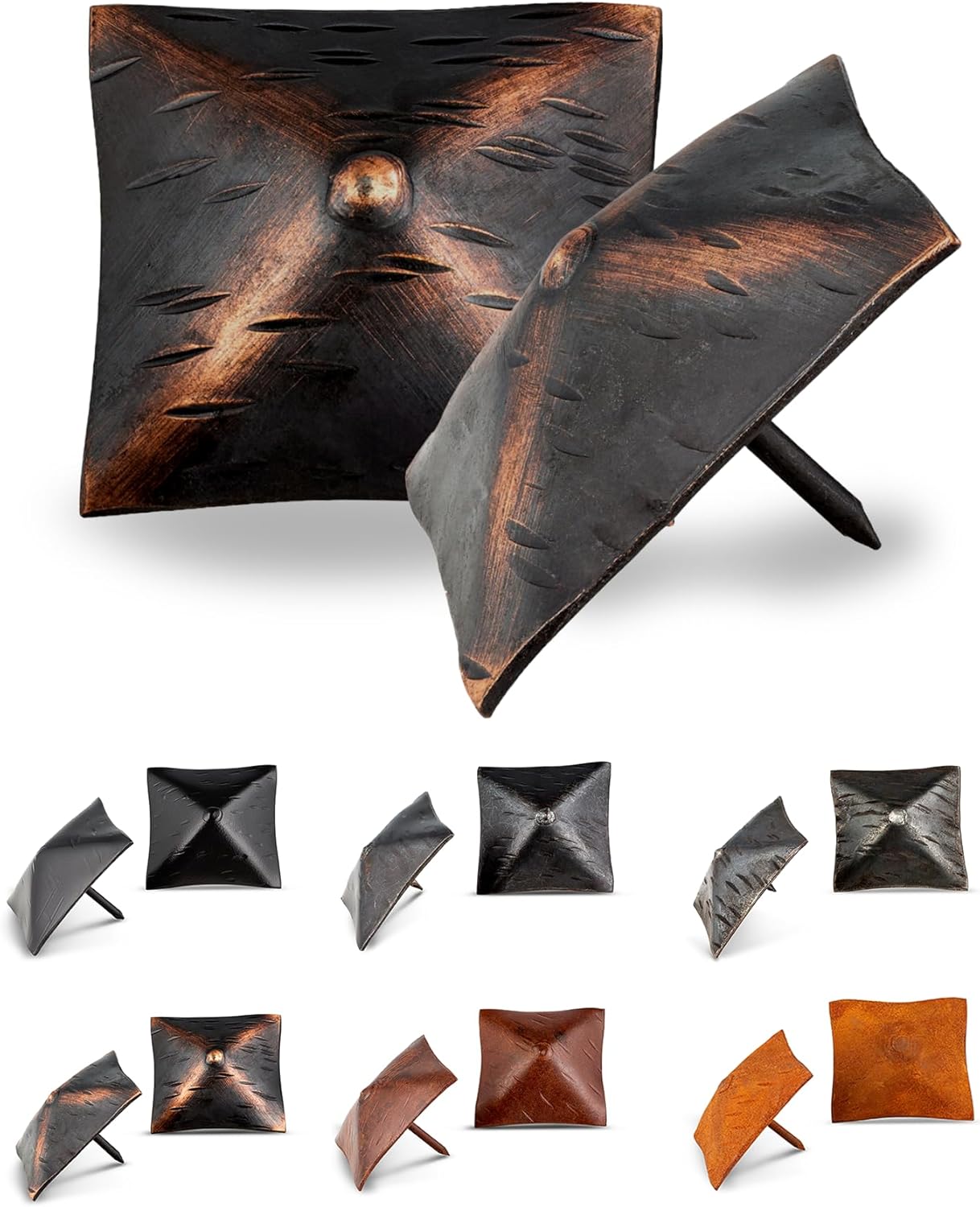 100 Pack 2" Square Head Iron Clavos Decorative Nails – Oil Rubbed Bronze – Handmade Rustic Square Fasteners for Farmhouse Shutters, Barn Doors, Shutters, and Gates – Ornamental Wood Accent