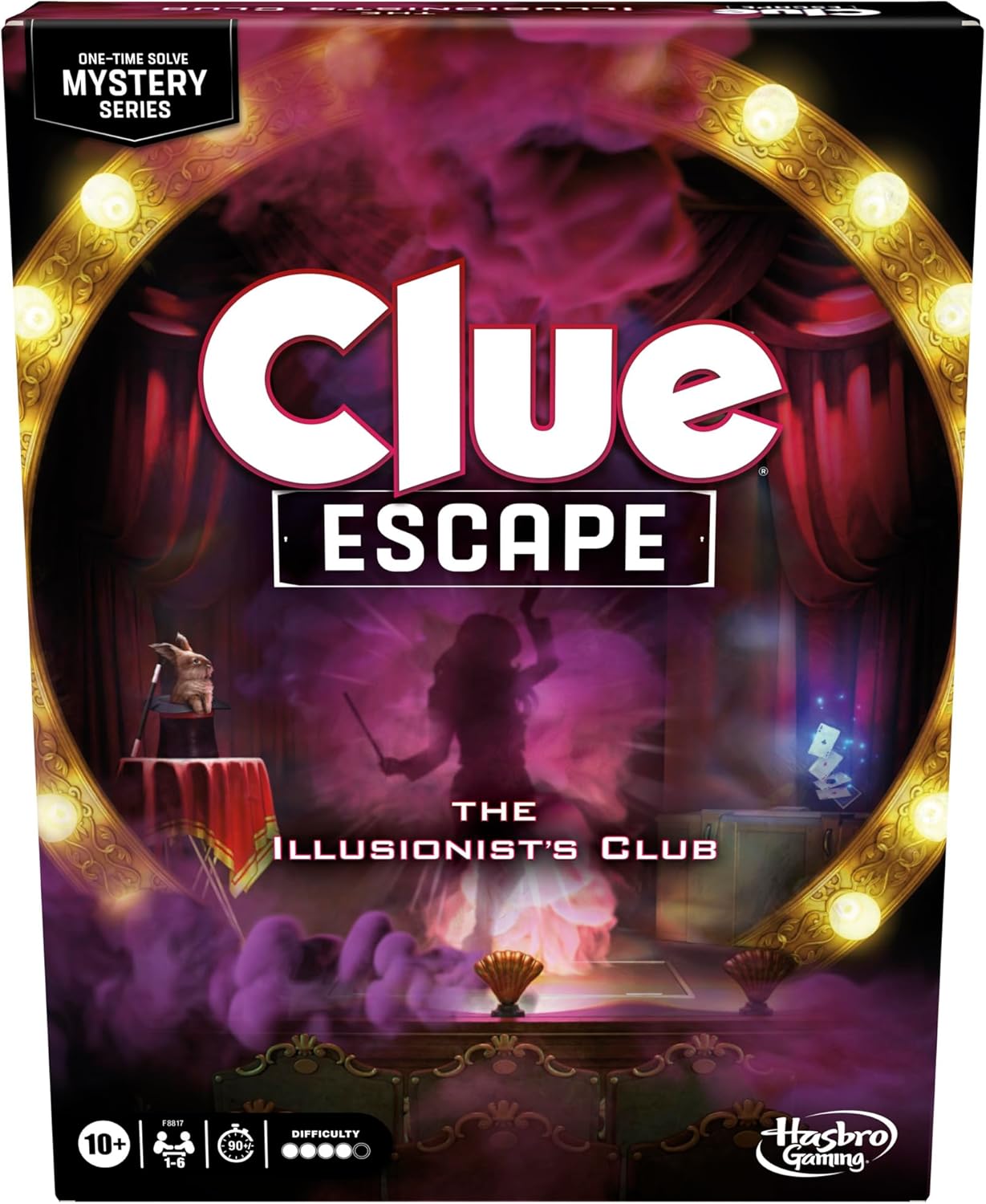 Clue Escape: The Illusionist’s Club Board Game | Escape Room Family Game | 1-Time Solve Mystery | Ages 10+ | 1-6 Players | Difficulty 4 | 90-120 Mins. (Amazon Exclusive)