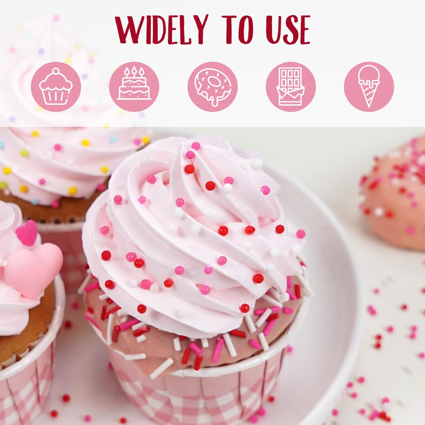 Pink Nonpareils Sprinkles, Edible Sprinkles For Cake Decorating, Pink Red and White Candy, 150g/5.29oz, Cupcake Topper, Cake Decoration, Mother's Day, Valentine's Day, Wedding Party Supplies