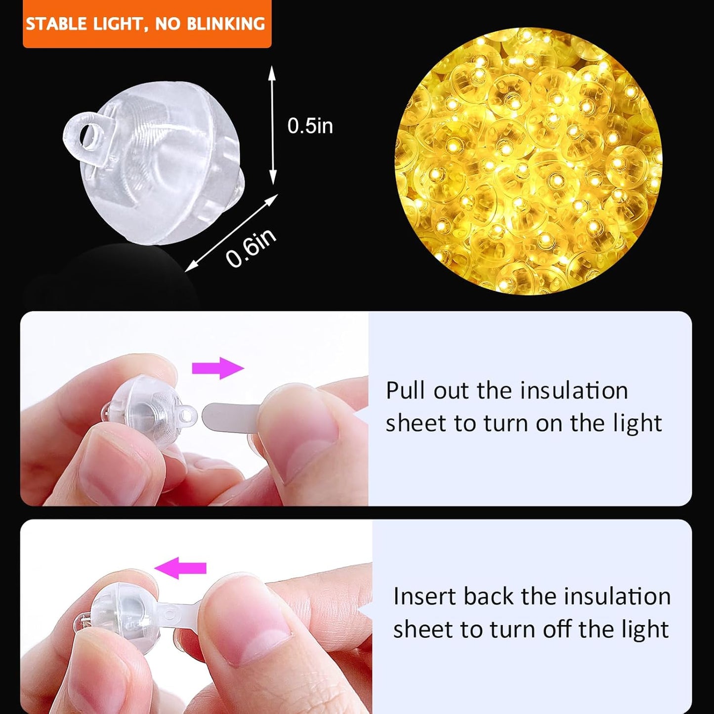 50PCs Mini Led Lights, Led Balloons Light for Party Decorations Neon Party Lights for Paper Lantern Easter Eggs Birthday Party Wedding Halloween Christmas Decoration(Glow steadily Warm White)