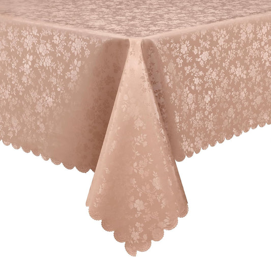 Smiry Rectangle Table Cloth, Waterproof Heavy Duty Vinyl Tablecloths, Wipeable Washable Table Cover for Kitchen and Dining Room (Tan, 52" X 70")