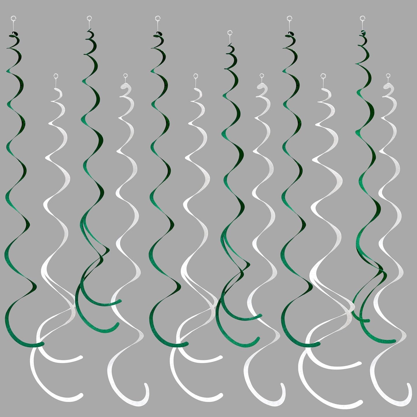 36 Pcs Green White Hanging Swirl Decorations Felt Swirl Streamer Spiral Ceiling Garland for Birthday Graduation Wedding Retirement Baby Shower Spring Summer Christmas Masters Golf Party Decor Supplies