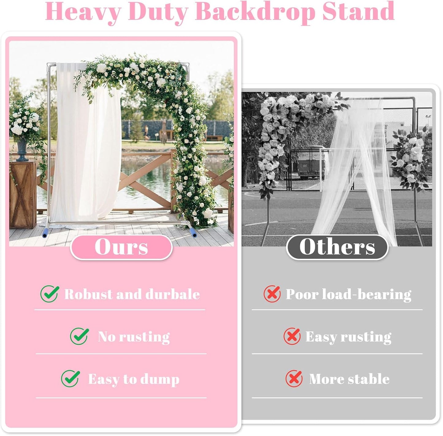 Arch Backdrop Stand,7x6 FT Metal Wedding Square Backdrop Stand for Ceremony Square Stainless Steel Backdrop Arch for Parties,Wedding,Birthday,Anniversary,Baby Shower,Garden Decoratip