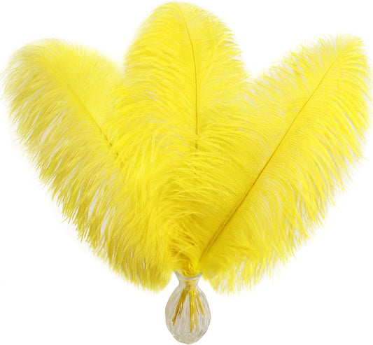 Larryhot Yellow Big Ostrich Feathers - 10pcs 16-18 inch for Vase,Wedding Centerpieces and Carnival Party(Yellow)