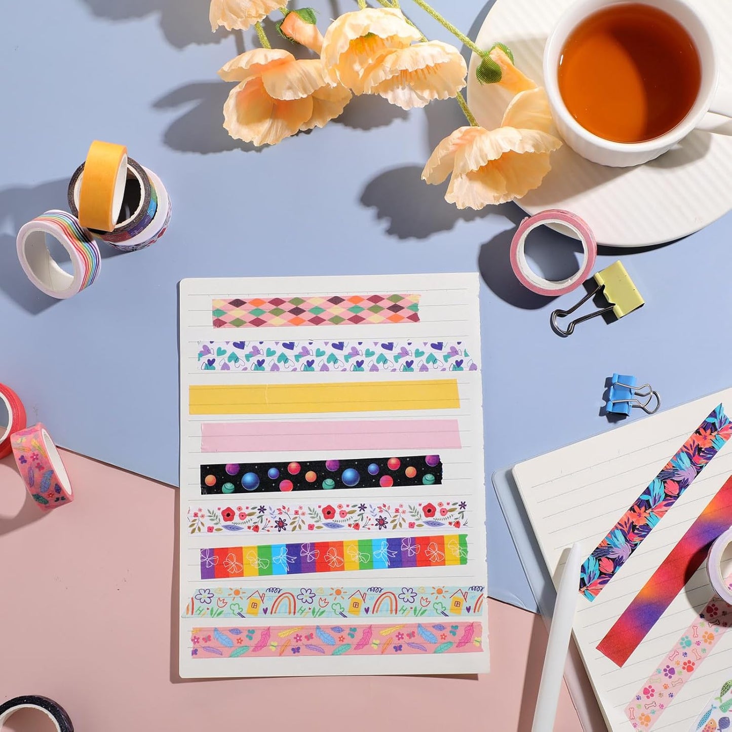 TaoBary 33 Rolls Holiday Plaid Washi Tape, 15 mm Seasonal Washi Tape Set Bohemian Colorful Vintage Cute for Card Wrapping Craft(Cool Style)