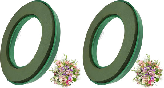 DOITOOL Flower Foam Ring with Suction Cup Car Flower Mud Green Wet Foam Blocks Round Floral Foam Blocks Artificial Floral Arrangements Mud for Florist Wedding Car Holiday Decoration 140g (Pack of 2)