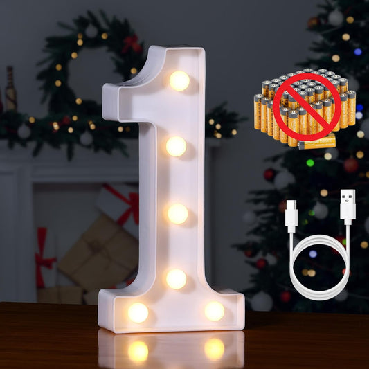 Foaky Rechargeable LED Letter Lights Sign Marquee Light Up Letters Sign for Night Light Wedding/Birthday Party Christmas Lamp Home Bar Decoration (1)