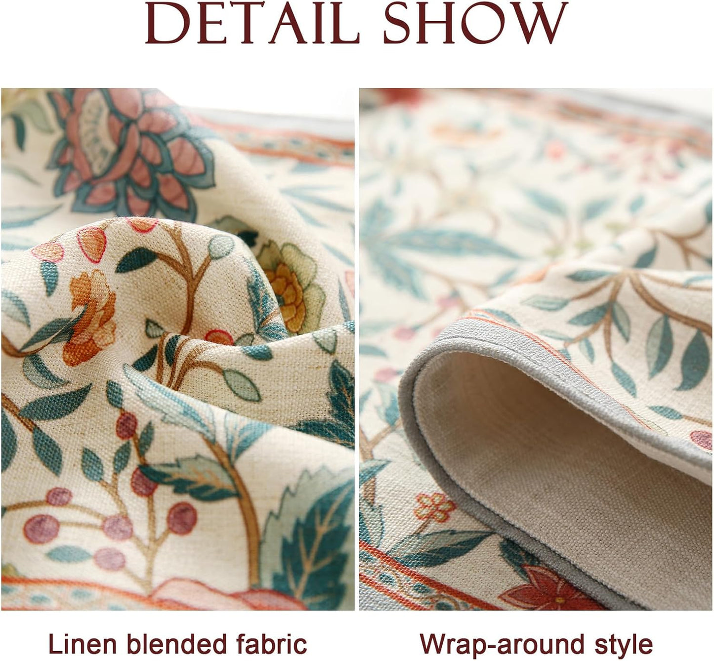 Farmhouse Floral Cloth Runner for Table,Decorative Linen 71 Inches Long Table Runners,Decor Tabletop for Kitchen,Dining,Tea Party,Home,Christmas,12"*71"