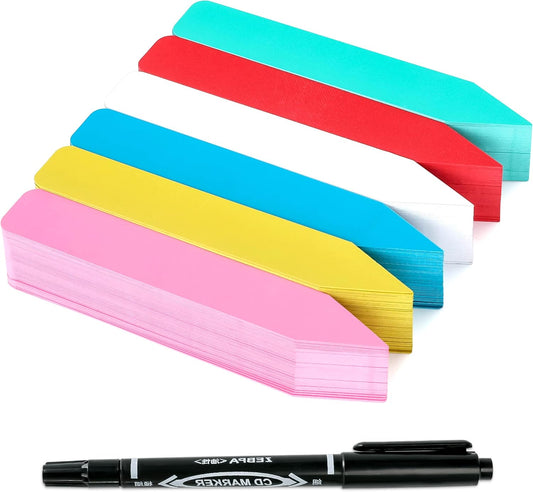 Plant Labels 300Pcs 4 Inch Plastic Plant Name Tags for Seedlings Garden Labels Markers Nursery Plant Tags Seed Labels for Outdoor Garden Plant Label Stakes with Permanet Marking Pen (Mix-Color)