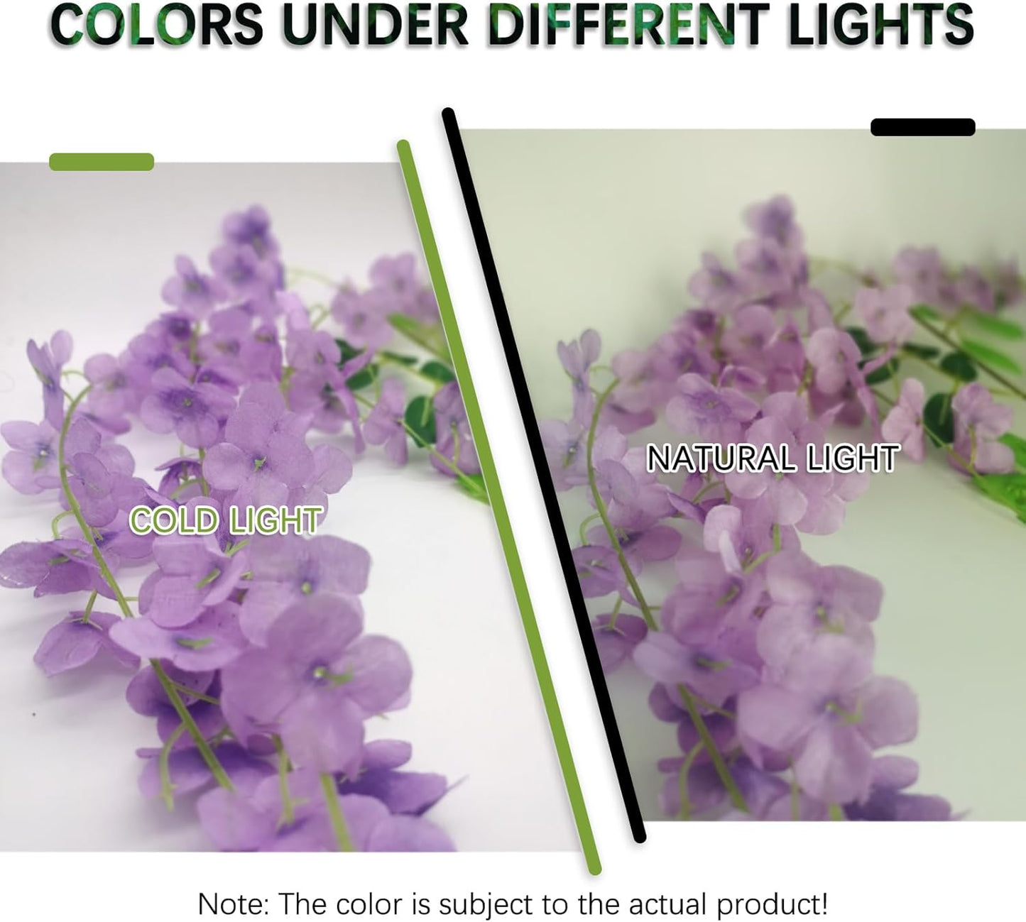 12 Pack Light Purple Wisteria Hanging Flowers Garland, 3.77 Feet Artificial Flower Vines, Fake Wisteria, Artificial Vines Hanging Garland for Backdrop Outdoor Yard Garden Decor