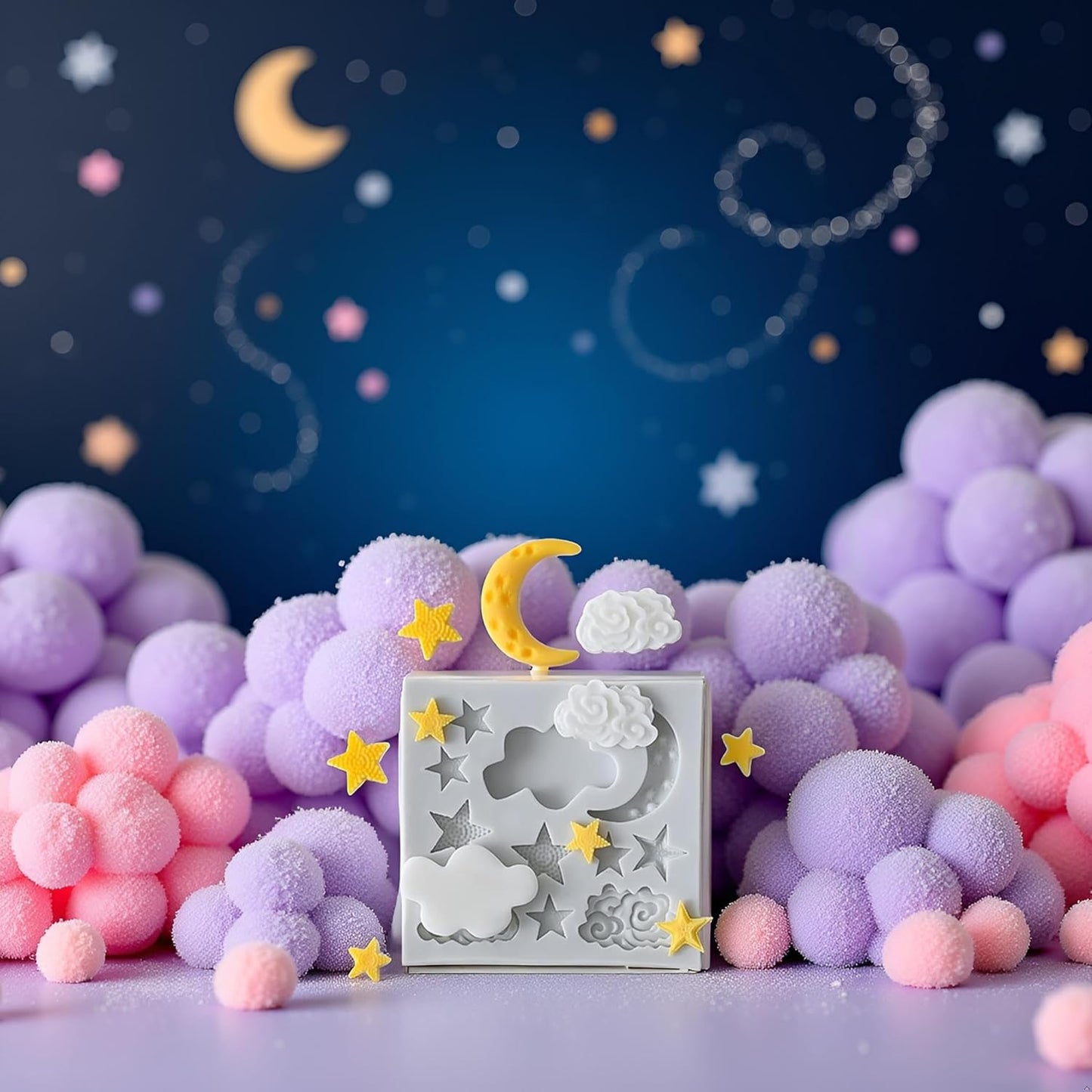 1Pc Star Moon Clouds Shaped Silicone Fondant Molds, Candy Chocolate Molds for DIY Cake Fondant Cookie Cloud Fondant Mold Moon For Candy Baking Sugar Cakes Decorating Candy Making Supplies