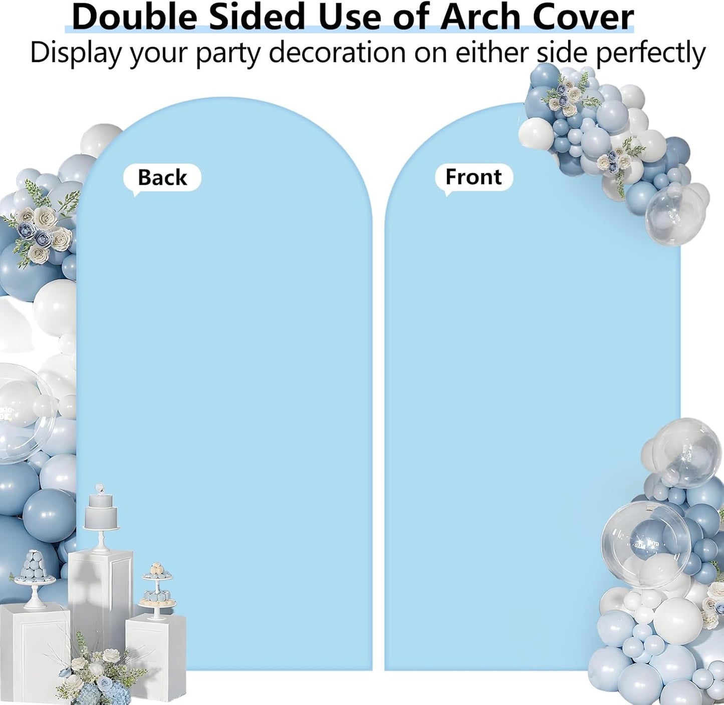 HEMMOTOP 7.2 ft Blue Arch Backdrop Cover (No Arch Stand), Spandex Arch Covers Stretchy Backdrop for Balloon, Wedding, Birthday Party, Baby Shower, Banquet Arch Decoratio