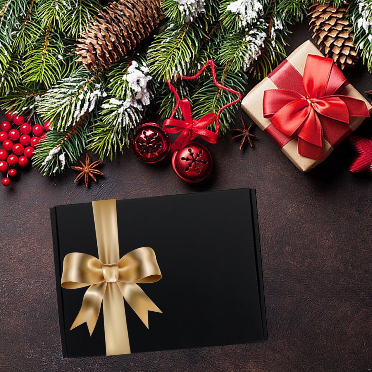 24 Pack 13x10x2 Inches Black Shipping Boxes，3 Layers Corrugated Cardboard Box, Mailer Boxes for Packaging Mailing Gifts Digest Book Giving ProductsWrap Boxes with Lids (13''x10''x2'')