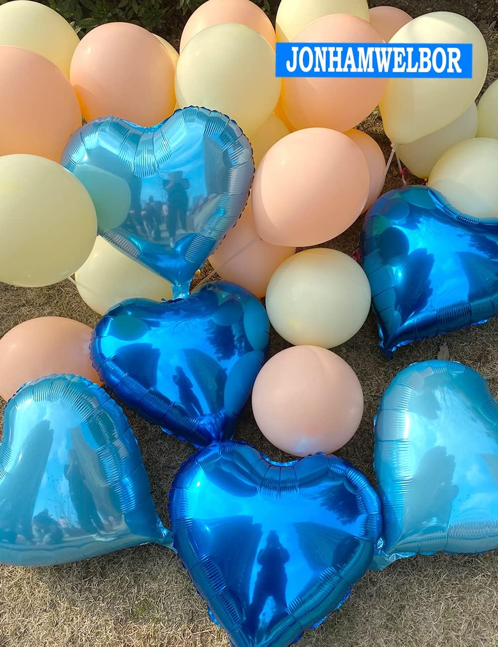 Jonhamwelbor 20Pcs 18 inch Royal Blue and Light Blue Foil Mylar Heart Shape Balloons Decorations Valentines Birthday Wedding Baby Shower Party