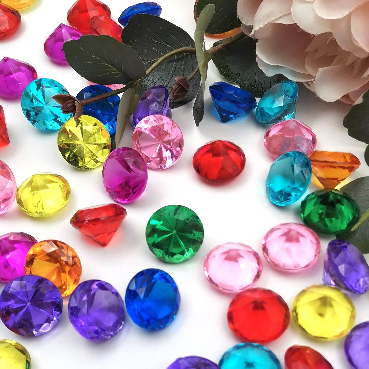 100Pcs Clear Acrylic Diamonds 25mm Wedding Table Scatters Gemstones Confetti for Vase Fillers,Floral Decor,Bridal Shower Decorations,Home Centerpieces,Candle Display (Multicolor)