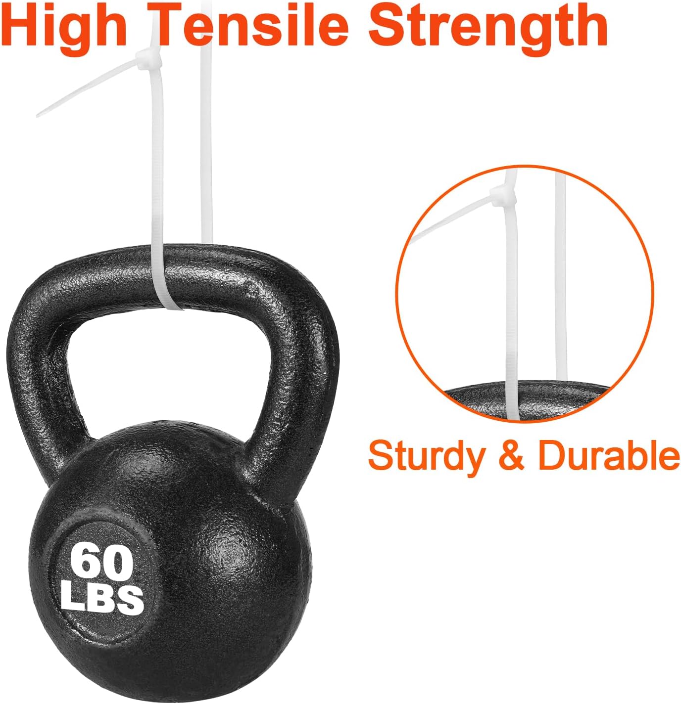 26 Inch White Long Zip Ties,60 LBS Tensile Strength Heavy Duty Large Cable Wire Ties With Self-Locking Adjustable More Durable Nylon Tie Wraps for Indoor Outdoor（100 Pack）