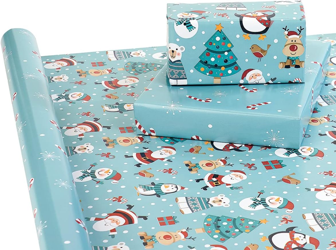 Current Christmas Critters Double-Sided Rolled Christmas Wrapping Paper - Premium Jumbo 23-Inch x 32-Foot Gift Wrap Roll, 61 Square Feet Total