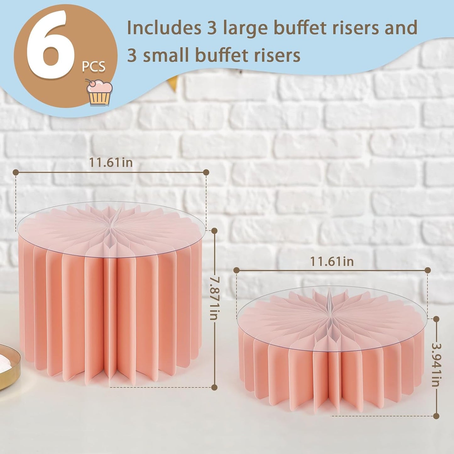 Buffet Risers, Food Risers for Buffet Table Cardboard Food Display Risers for Party Dessert Table Display Set for Show Catering Desserts Collectibles Jewelry (6 Pcs Pink)
