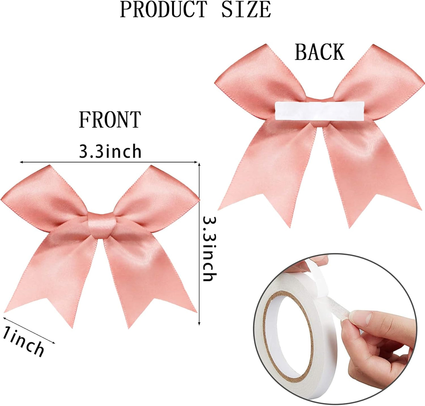 50 Pieces Gift Wrap Bows Premium Satin Ribbon Bows 3.3 Inch Craft Bows for Gift Wrapping DIY Treat Bags Holiday Gifts Bag Party Decorations, Wedding Decor Christmas Birthday Presents (Rose Pink)