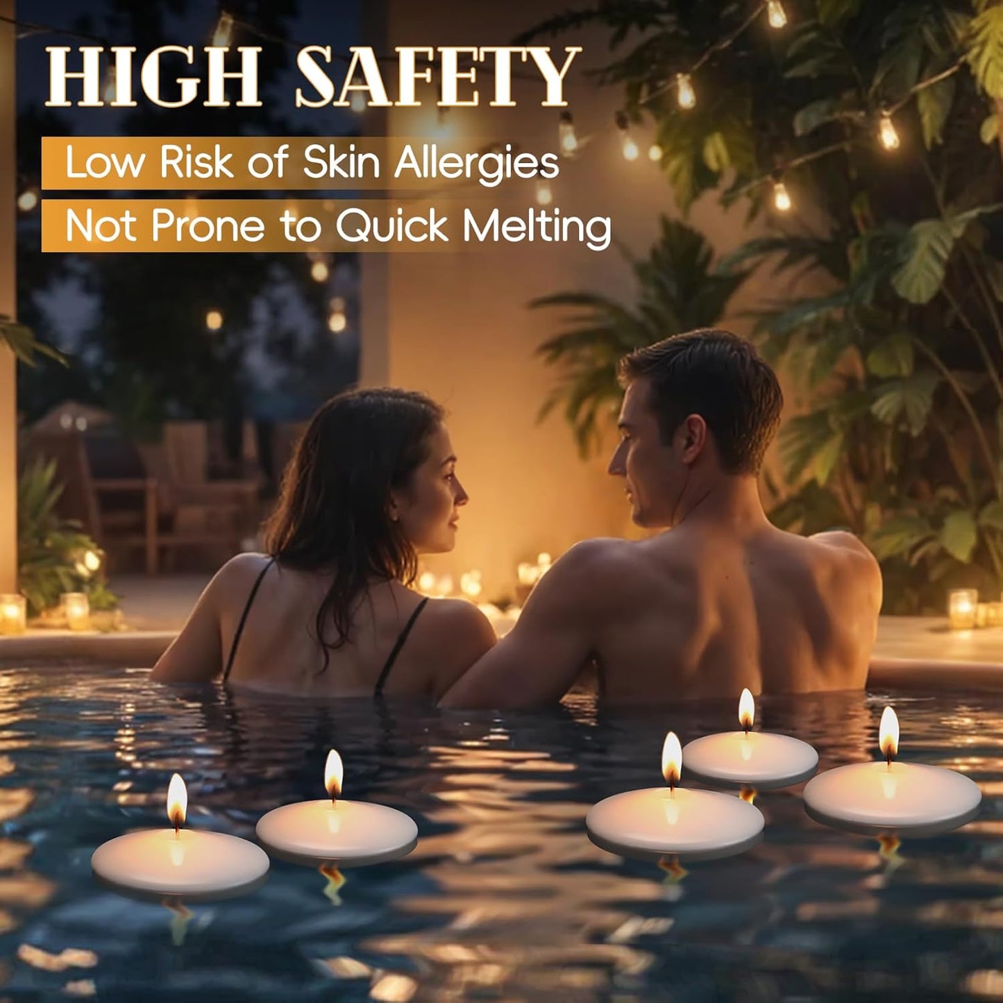 3 inch White Floating Candles, 60 Pack Unscented 3” Floating Candles for Centerpieces,8-9 Hours Water Activated Candle Bulk for Cylinder Vases Wedding Pool