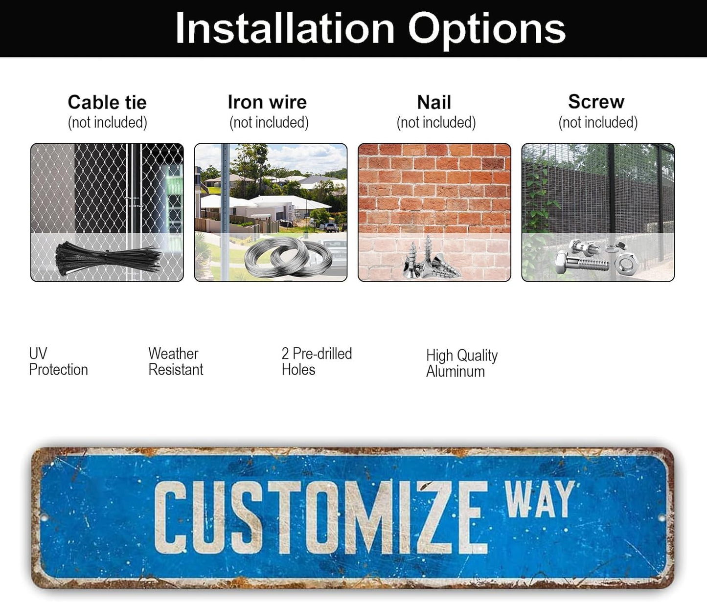 Custom Signs Outdoor Metal, Personalized Street Sign for Home Bar Wall Decor, 6x24 Inches, Indoor/Outdoor Use, Rust-Free Aluminum