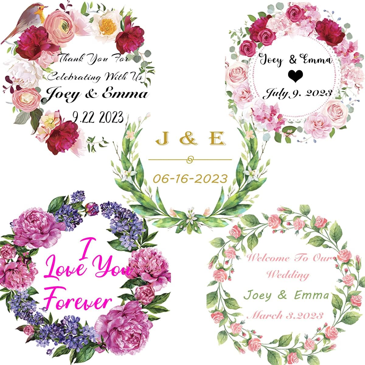 250 Pack Custom Stickers Personalized Labels for Business Logo Customized Vinyl Wedding Favors Birthday Baby Bridal Shower Make Your Own 1 Inch-10 Inch,lable-flower250