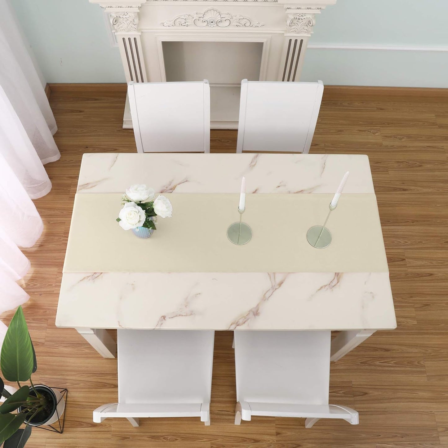 DUALIFE 2 Pack Table Runner 14 x 72 Inch Long Table Cloth Table Runners for Wedding Engagement Banquet Graduations Birthday Party Decorations Cream Beige