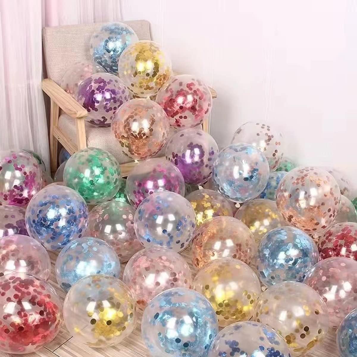 100Pcs Confetti Balloons 12 Inch Colorful Party Balloons Gold Sequin Balloon Set Assorted Color Latex Helium Balloons for Birthday Party Wedding Baby Shower Christmas Arch Decorations