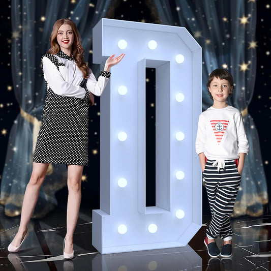 4FT Marquee Light Up Letters D – Cool White LED, Easy to Assemble Foam Board with Back Support, Large Marquee Light Up Letters for Birthday, Wedding, Party, Anniversary, Baby Shower Decor