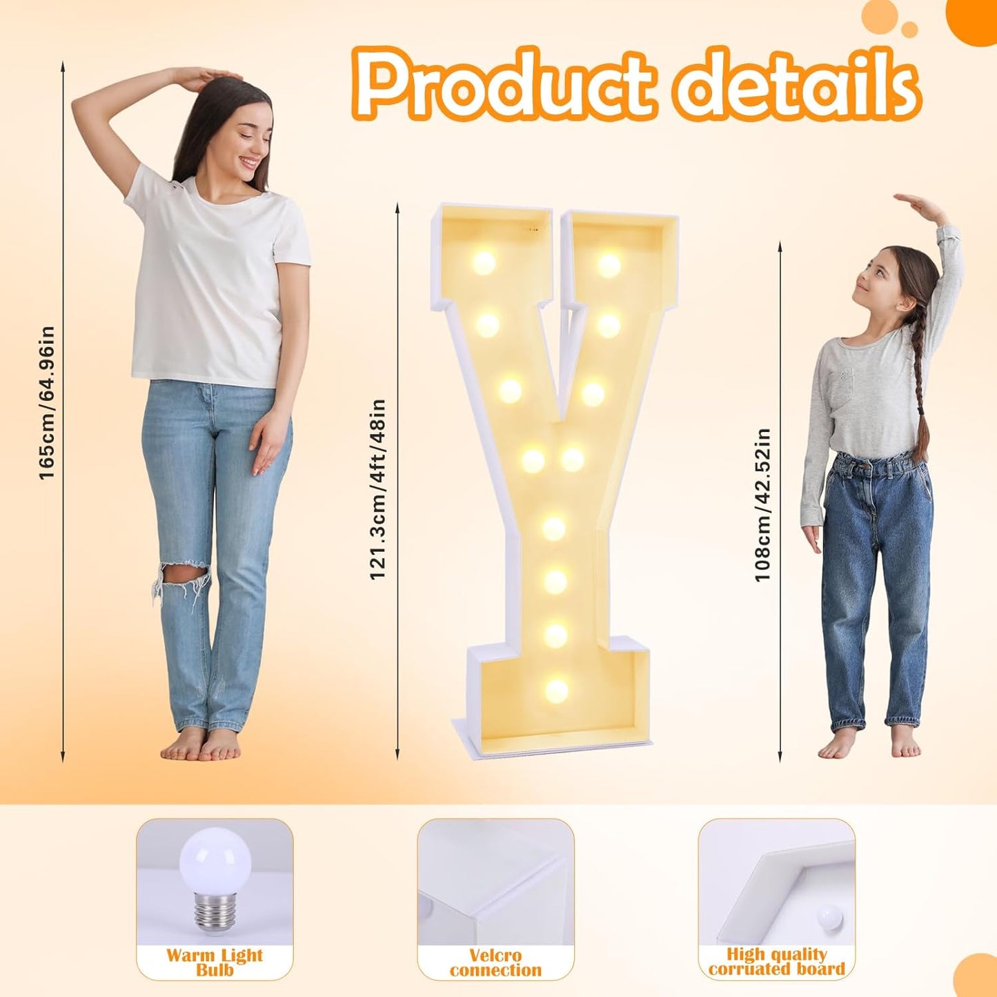 4ft Marquee for Letters Y, Large Light up Letters, Multifunctional Large Marquee for Letters 4 Feet Tall for Party Decorations, Letter Balloons, Wedding Decor, Will You Marry Me Decorations (Letters Y)