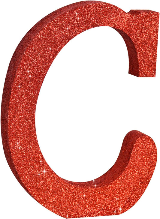 TONIFUL 8 Inch Red Glitter Letter C Table Centerpiece A-Z Red Birthday Party Decorations,Red Alphabet C for Birthday,Chrismas,Graduation,Bridal Shower,Wedding,Anniversary Party Supplies
