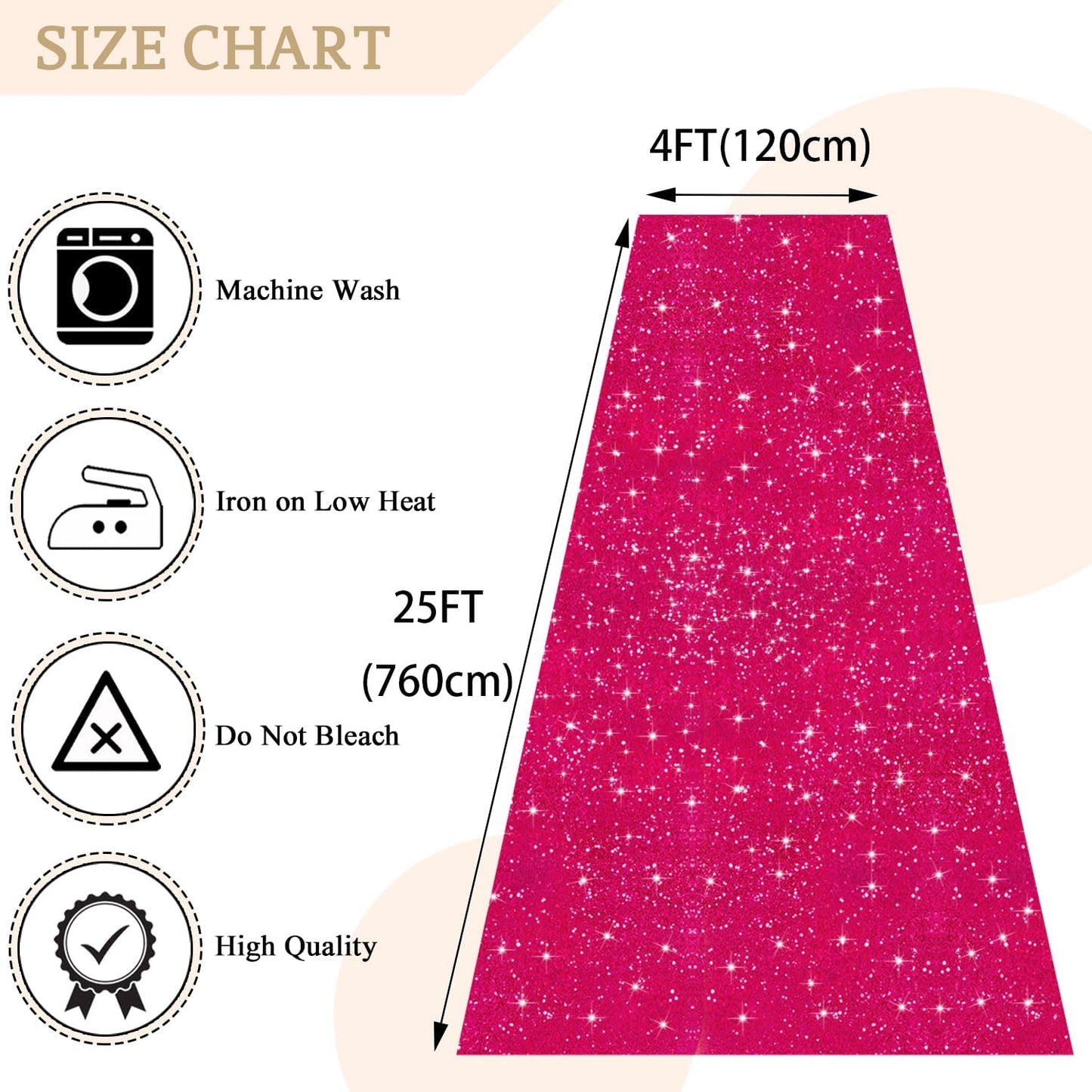 MODFUNS Sequin Aisle Runner Wedding Ceremony Hot Pink Aisle Runner Rug 4x25ft Glitter Carpet Runners Walkway Rug Bling Wedding Carpet Outdoor for Bridal Baby Shower Party Celebration