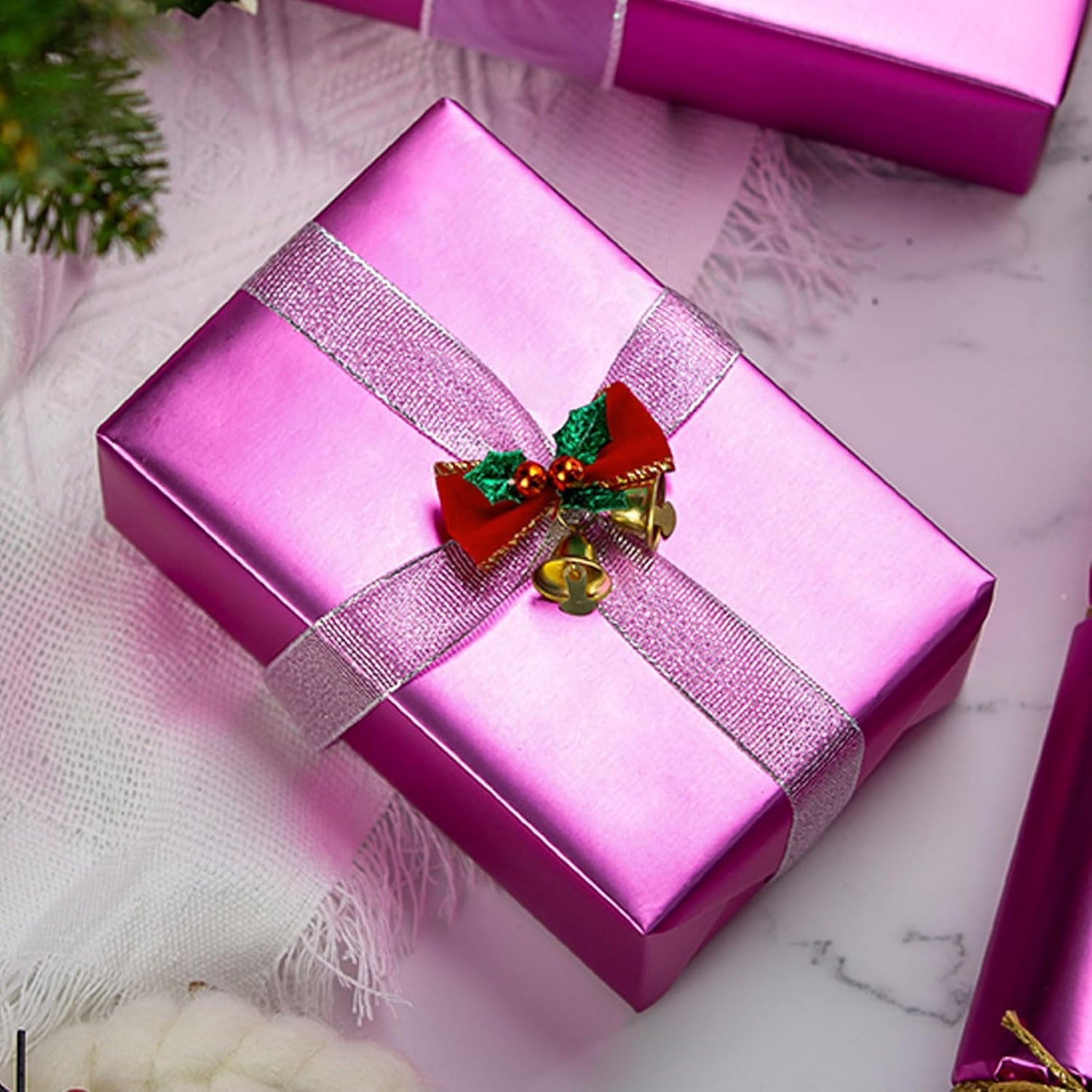 Garbendy Purple Wrapping Paper - Solid Color Metallic Sparkle Paper Perfect for Birthday, Wedding, Baby Shower, Party - 17 Inch X 33 Feet